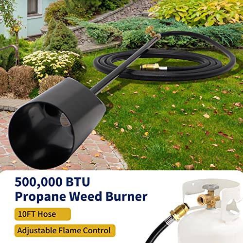 500,000 BTU Propane Weed Burner with 10 FT Hose Adjustable Flame