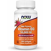 NOW Foods Supplements, Vitamin D-3 10,000 IU, Highest Potency, Structural Support*, 200 Softgels