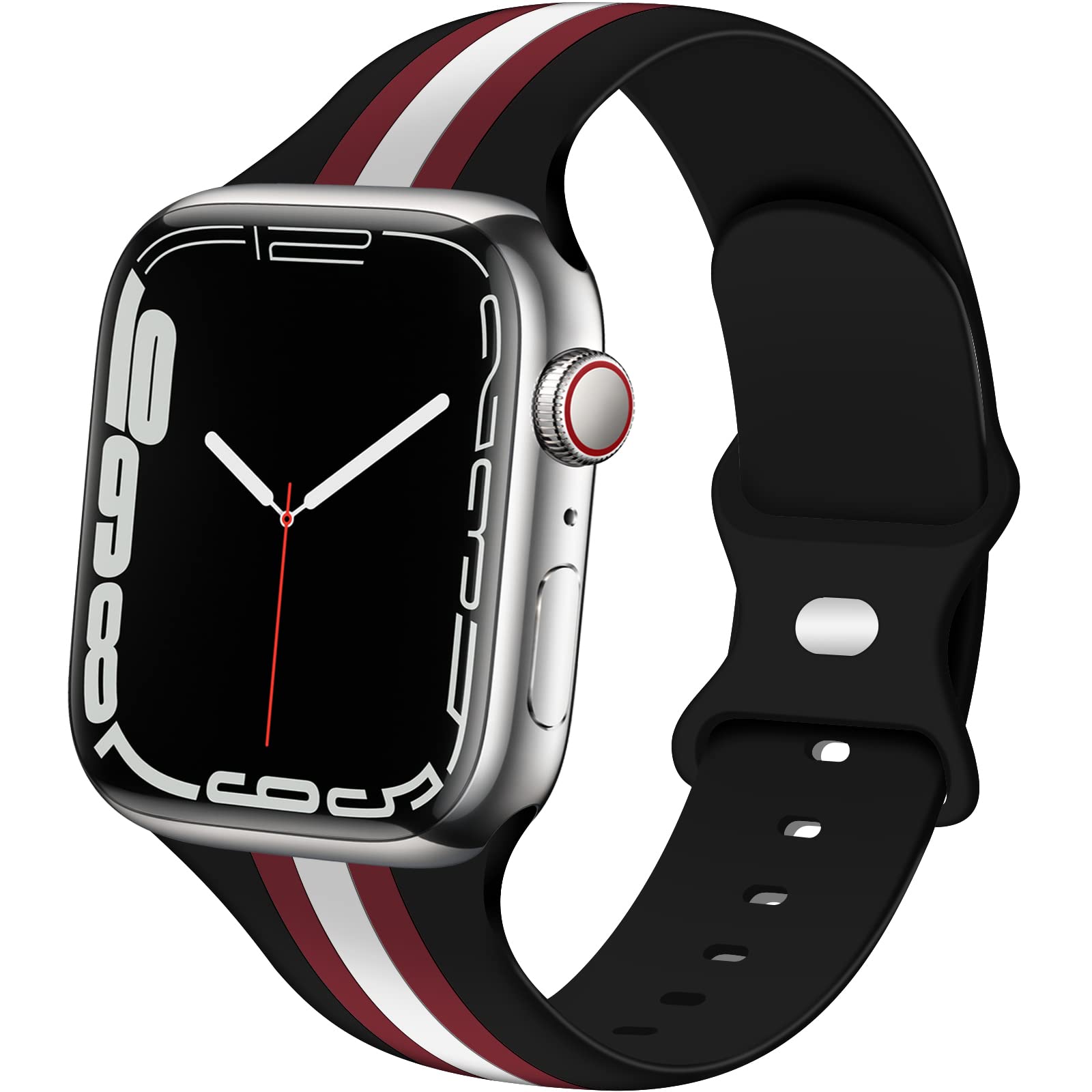 TopPerfekt Designer Sport Straps Compatible Apple Watch Straps 42mm 44mm 45mm 49mm Men Kids Women, Luxury Fashion Soft Silicone Wristband for iWatch Collection 8/7/6/5/4/3/2/1/SE/SE (2nd Gen) Ultra
