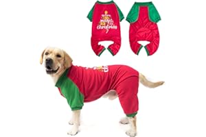 EXPAWLORER Christmas Dog Pajamas for Medium Large Dogs,Soft Dog Christmas Outfit Clothes,Xmas Pet Sweater Puppy Winter Jumpsuit Holiday Costume PJS with Cute Pattern