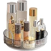 Makeup Organizer for Vanity, 360° Rotating Bathroom Organizer Countertop, High-Capacity Skincare Organizer, Spinning Cosmetics Organizer for Dresser Countertop (1 Tier, Grey)