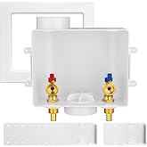 1-Pack HeSun Washing Machine Outlet Box, 1/2 Inch Crimp Pex Inlet x 3/4 Inch MHT Outlet Connection, Pex Washer Laundry Box wi