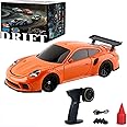 Joponnydiy RC Drift Car, Mini RC Drift Car for Adults 1:43 Remote Control High Speed Race Drifting Cars, 2.4GHz 4WD Racing Hobby Toy Car with with LED Lights Drift Tires for Adults (Orange)