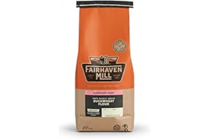 Fairhaven Mill Organic Whole Grain Buckwheat Flour - Naturally Gluten-Free and Non-GMO - High Protein and Fiber - Ideal for Pancakes, Muffins, Baking and Cooking - USA Grown and Milled - 5 lbs Bag