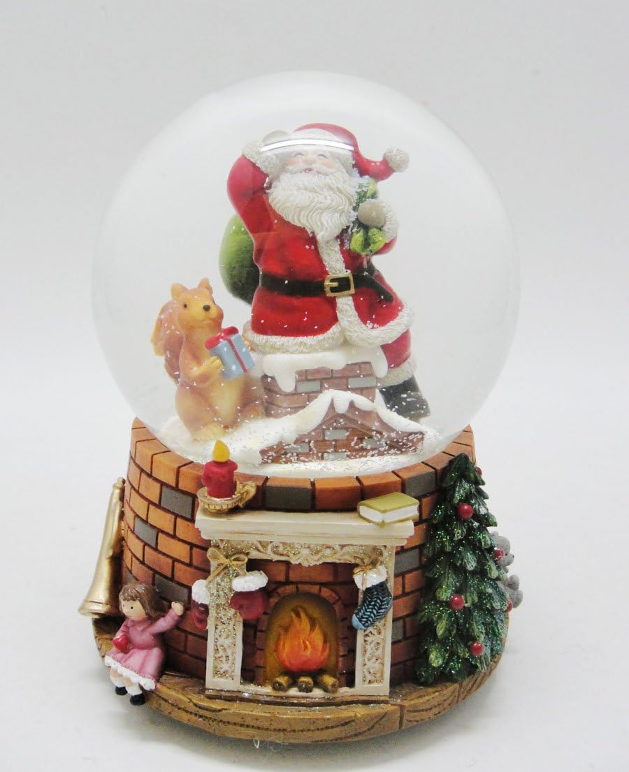 Babbo Natale 105.Palla Di Neve Babbo Natale Nel Camino Amazon It Casa E Cucina
