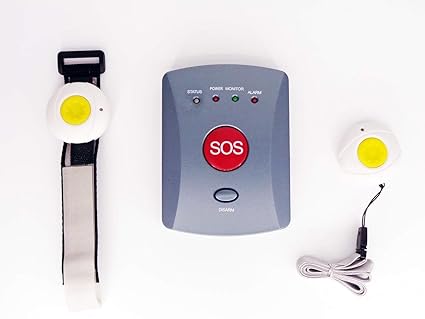 Sky-Technikshop Seniorennotruf Hausnotruf GSM Alarmsystem mit Funk Halsbandsender + Armbandsender,erweiterbar