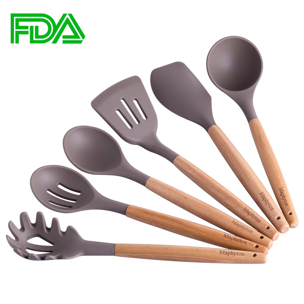 Silicone Cooking Utensils, 6 Pieces Nonstick Kitchen Utensil Set BPA