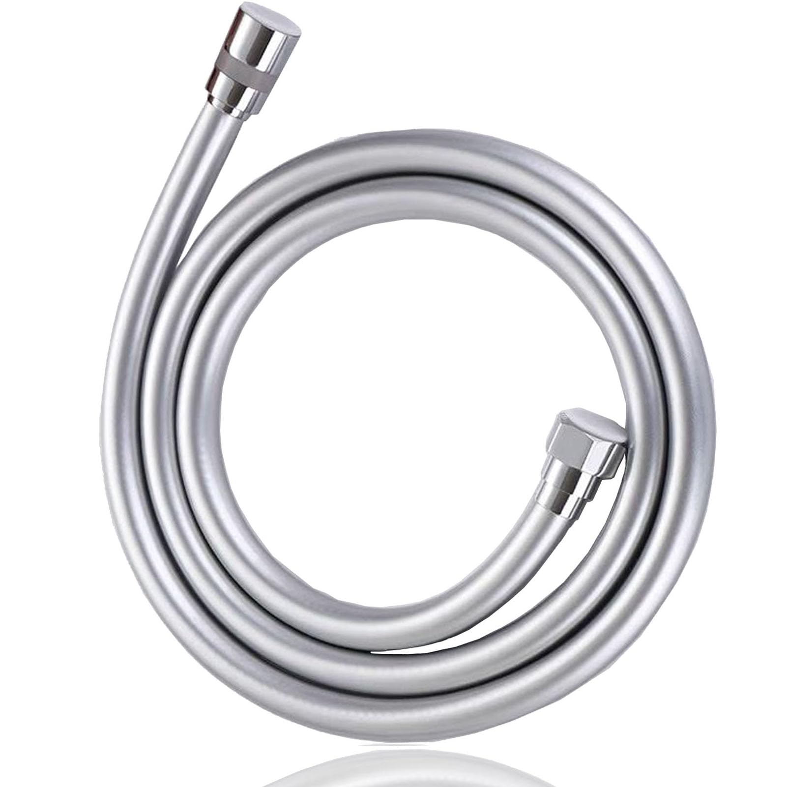 Oupukle 1.25 m PVC Shower Hose with Double Twist Protection, Flexible Universal Shower Hose with Premium Double Brass Head 125 cm Chrome
