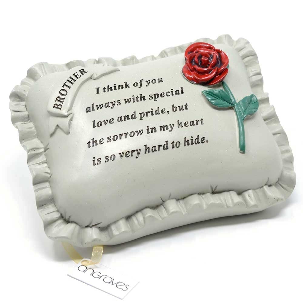 Angraves Special Brother With Rose Pillow Graveside Ornament Memorial Plaque