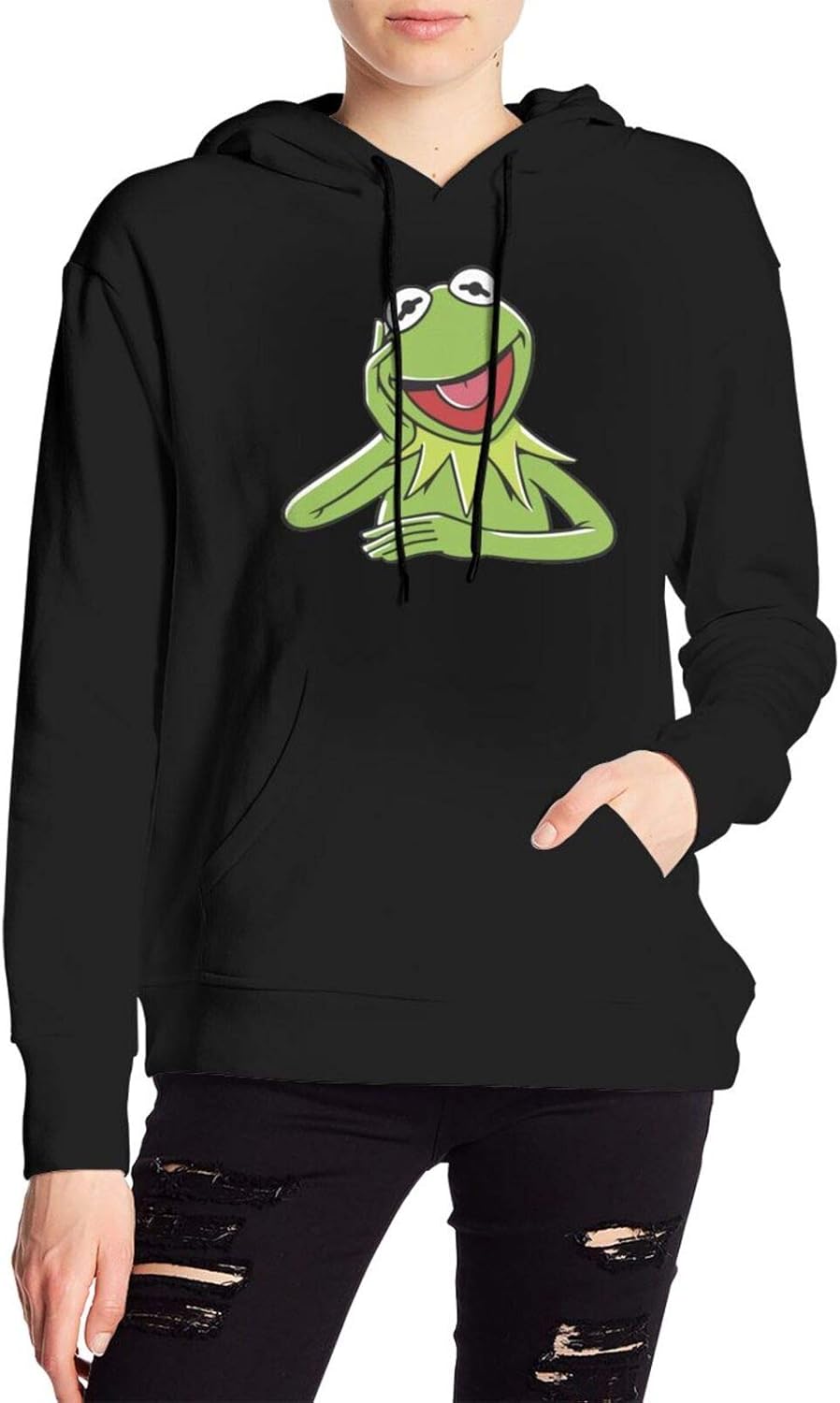 Kermit The Frog Face Woman Hoodie Pullover Long Sleeve