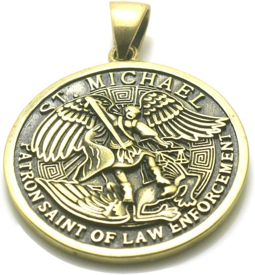 Amazon Co Jp ハンドメイド ジュエリー 大天使ミカエル ペンダント 聖ミカエル ペンダント 保護 聖ミカエル メダル ジュエリー 男性 女性 大人 高級ギフト ブロンズ Handmade Jewellery ホーム キッチン