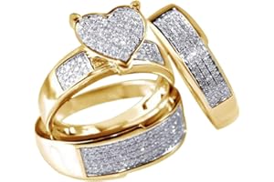 AIMAOMI 3pcs Wedding Band Set Diamond Anniversary Ring Cubic Zirconia Engagement Ring for Women