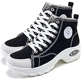 MAUGELY Women's High Top Heightened Sole Sports Causal Fashion Sneakers Canvas Shoes