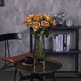 Veryhome 10 Pcs Artificial Roses Silk Flowers Single Stem Bridal Bouquet Gold view 3