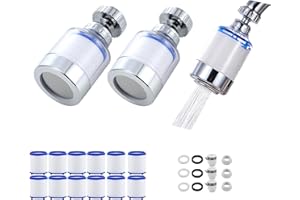 LAGWIUY 3 Pack Sink Water Filter Faucet, Universal 360 ° Rotating Bathroom Sink Filter, Kitchen Faucet Water Filter Removes Chlorine Fluoride Heavy Metals Hard Water for Home Bathroom Kitchen
