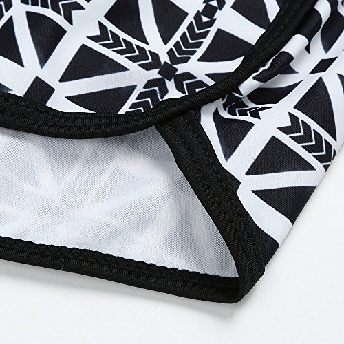 Dainzuy Women's High Waisted Tankini Bathing Suit Floral Printed Swimwear Plus Size One Piece Swimsuit V Neck Bikini Black - Thumbnail 4