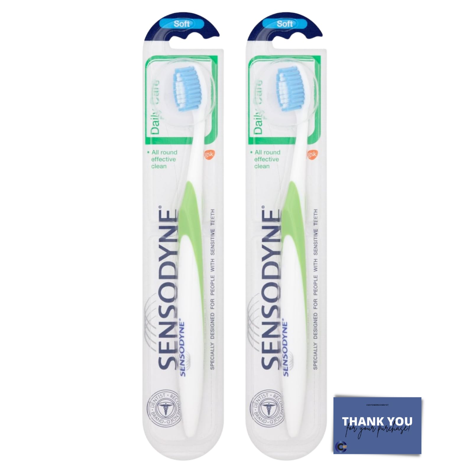 Sensodyne Daily Care Soft Toothbrush Bundle - Gentle Care for Sensitive Teeth & Gums (2 Packs)