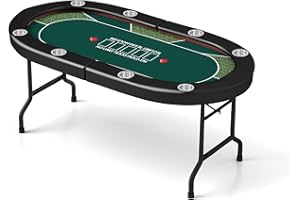 COLOR TREE Premium Foldable Poker Table for 8 Player, Portable Texas Blackjack Holdem Table with 8 Stainless Steel Cup Holders, Folding Casino Leisure Card Board Game Table, Green