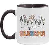 Great Grandma Gift - Floral Mug - Gift For New Great Grandma - Baby Announcement - Pregnancy Announcement Grandma - Mothers Day Gift - Birthday Gift - Black Accents Mug 11oz