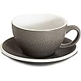Loveramics Coffee Cup Ceramic, 10 oz Latte Art Cup with Saucer for Cappuccino, Tea, Espresso, Thick - walled stoneware Cappuccino mug Set for Cafe and Barista - Potters Colours (Granite, 10OZ)