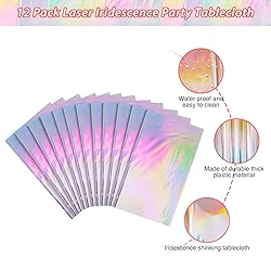 12 Pack Iridescence Plastic Tablecloths Shiny