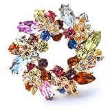 Buyinhouse Ladies Girls Golden Plated Flashing Rhinestones Crystals Bauhinia Flower Chinese Redbuds Brooches Corsage Pin Clips Suitable for Variety Clothes and Any Occasions