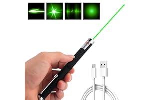 XFWUCHE Cat Laser Pointer for Cats USB Rechargeable Dogs Pet Interactive Toys Indoor Outdoor Chaser Tease Green Red Light Blue Violet Laser Pen Kitten Training (Green, 1 PCS Pack Laser Pointer)