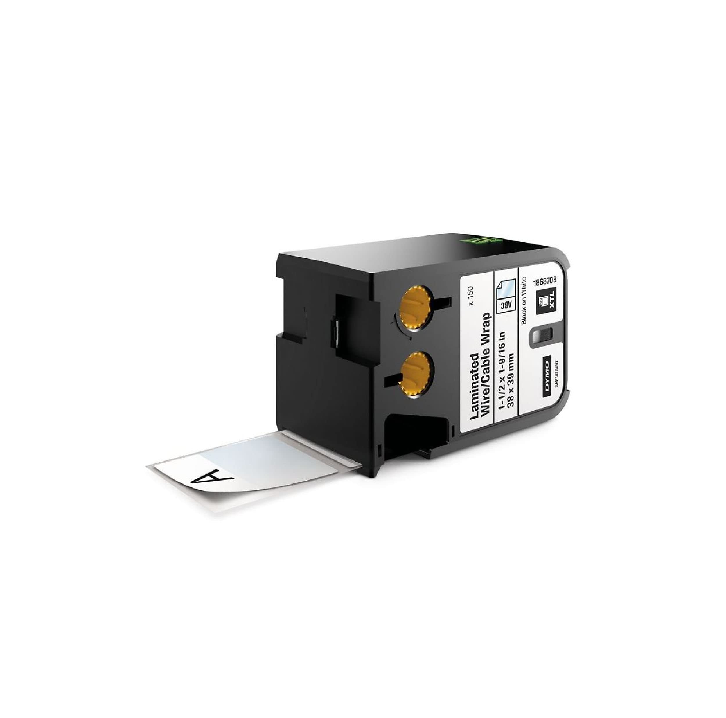 DYMO XTL Laminated Wire/Cable Wrap | 38 mm x 39 mm | Black on White