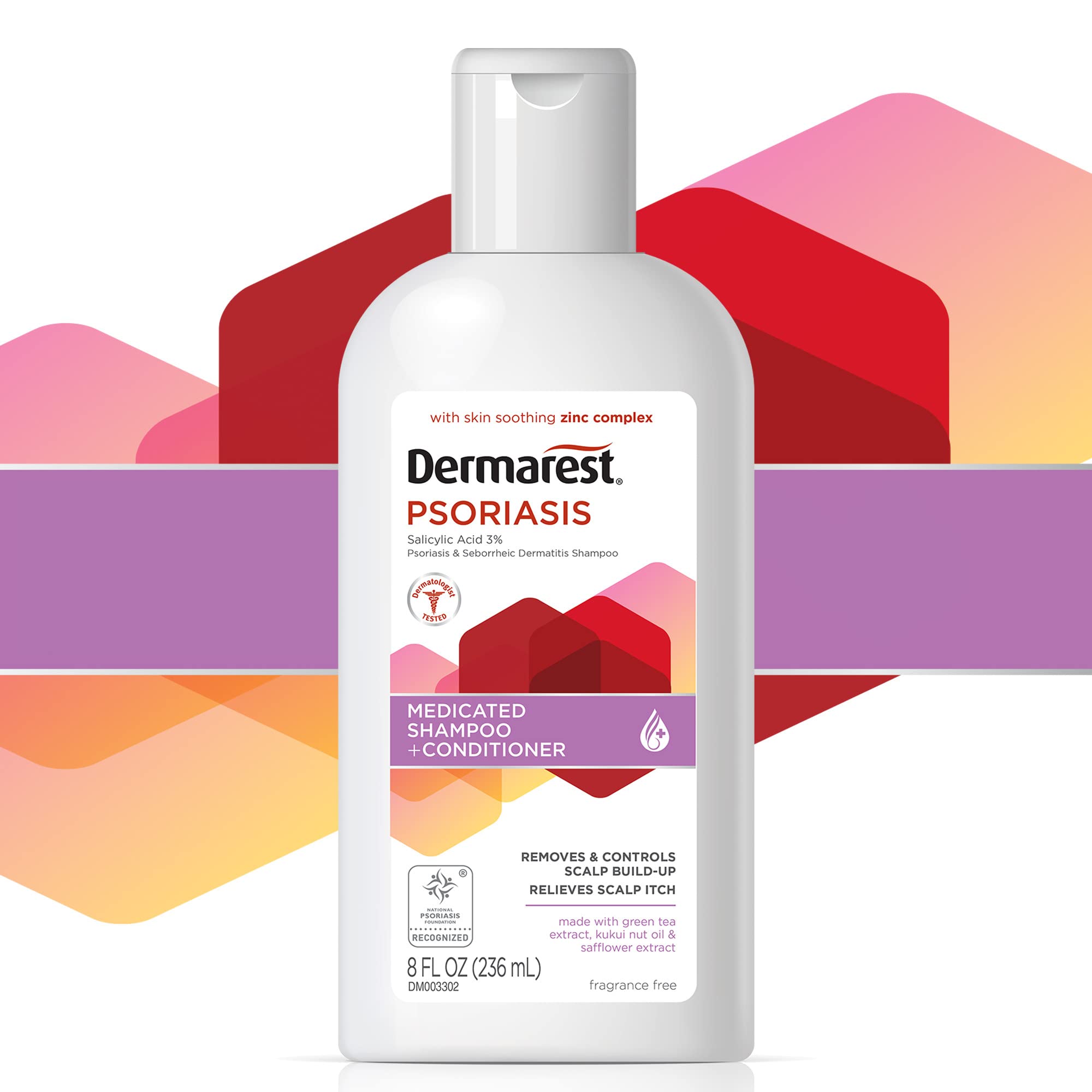 Dermarest Psoriasis Medicated Shampoo and Conditioner, Unscented, Dermatologist Tested, 8 Fl Oz (Pack of 2)