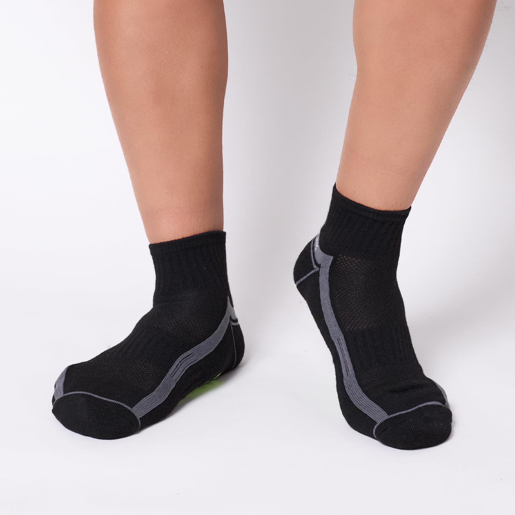 STARTER Men's 10 Pack Half Cushion Quarters Socks (Black, 6-12)