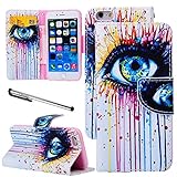 For iPhone 6 Plus / 6S Plus (5.5''), Urvoix(TM) Oil Painting Eye Wallet Leather Case Cover [Picture w/ Card Holder] [Magnetic Stand] for 5.5-inch iPhone 6PLUS/6SPlus (NOT fit iPhone6)