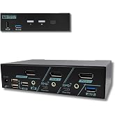 Rextron 8K DisplayPort 1.4 KVM Switch 2 Computers 1 Monitor EDID Emulator | USB 3.2 Gen 2 (10 Gbps), HDCP 2.2 Compliant, HDR, Deep Color, Plug &amp; Play, Ideal for Office and Gaming, PAAG-ET3112B