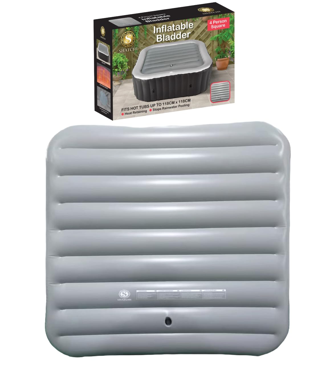 SHATCHI Energy Saving Spa Cover for Mspa Hot Tub Inflatable Lid Protective Rain Overflow Heat Insulator Technology 4 People Square Bladder Fits Up to 118cm
