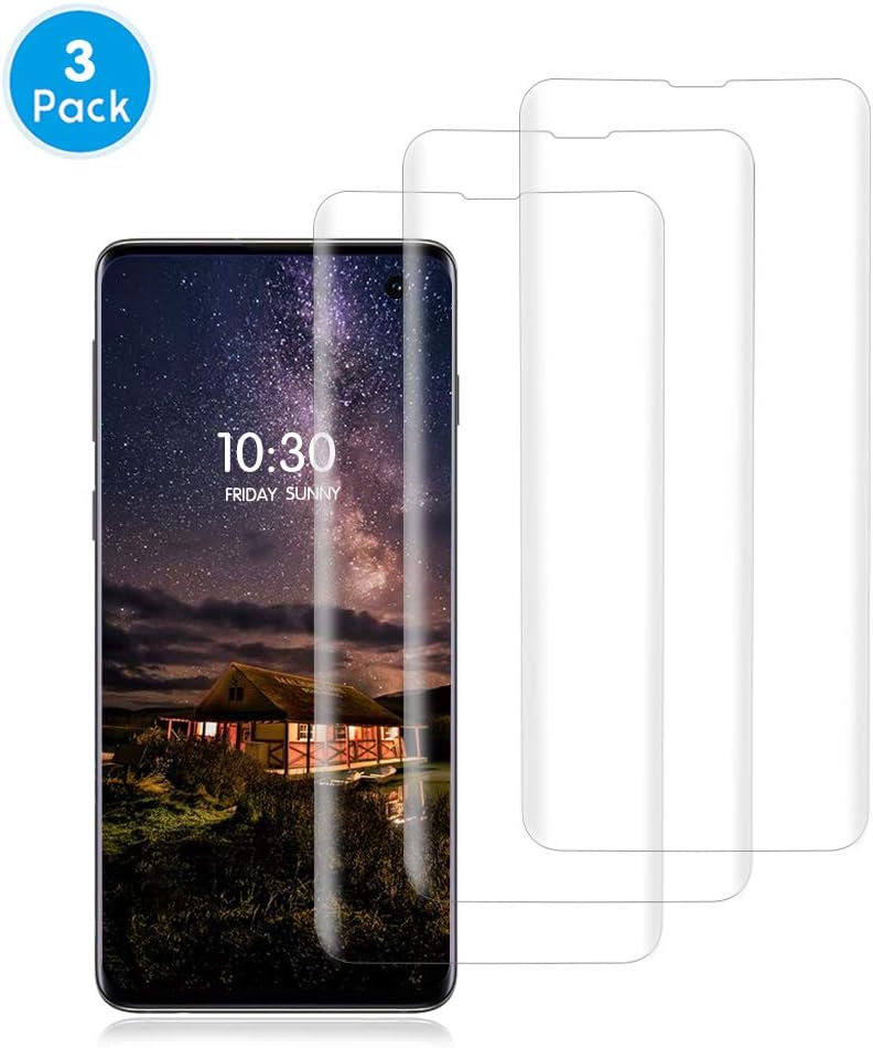 Samsung Galaxy S10E Screen Protector, Besiva [3-Pack] Full Coverage Liquid Skin Screen Protector Case-Friendly Anti-Bubble HD Clear Flexible Film for Samsung Galaxy S10E
