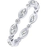 PAVOI 14K Gold Plated CZ Stackable Ring for Women, Wedding Eternity Band | Marquise Cut Cubic Zirconia Eternity Band, Gold St