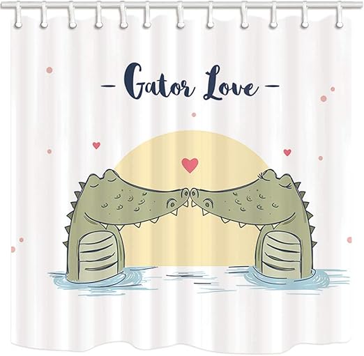 Amazon Com Goeoo Valentine S Day Shower Curtain Funny Crocodile