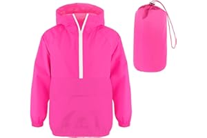 MODAFANS Girls Boys Rain Jacket Lightweight Waterproof Packable Hooded Half zip RainCoats Windbreaker for Outdoor 4-13Year