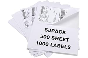 SJPACK 1000 Half Sheet Self Adhesive Shipping Labels, 8.5" x 5.5" Address Labels for Laser & Inkjet Printers(1000 labels-500 Sheet)