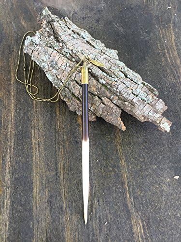 African Porcupine Quill Necklace - .22 Recycled Bullet Casing on Brass Ball Chain