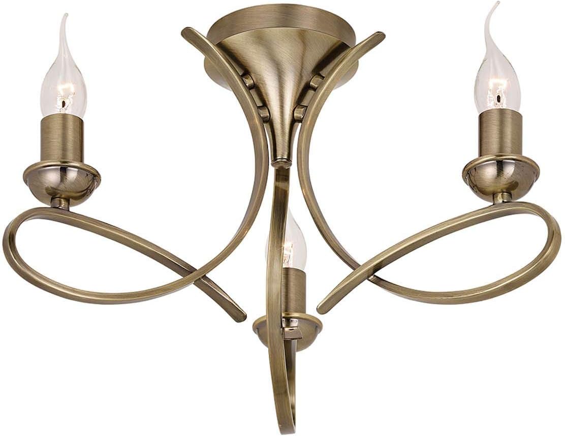 Penn Brushed Brass Three Light Semi Flush Ceiling Pendant - Interiors 1900 CA7P3BB