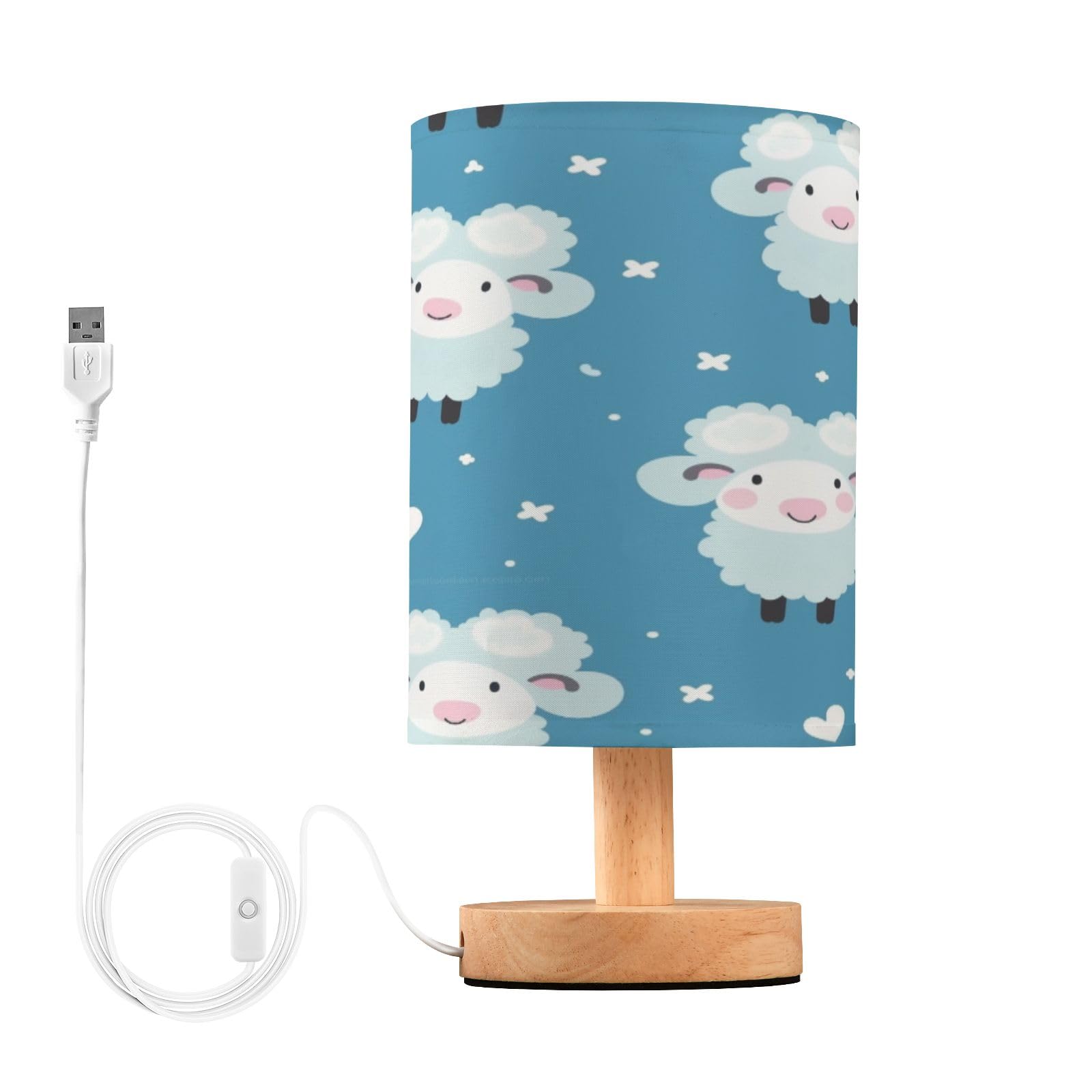 Mnsruu Small Table Lamp for Bedroom Blue Sheep Table Lamp Nightstand Lamp for Livingroom Office Reading Working Table Desk
