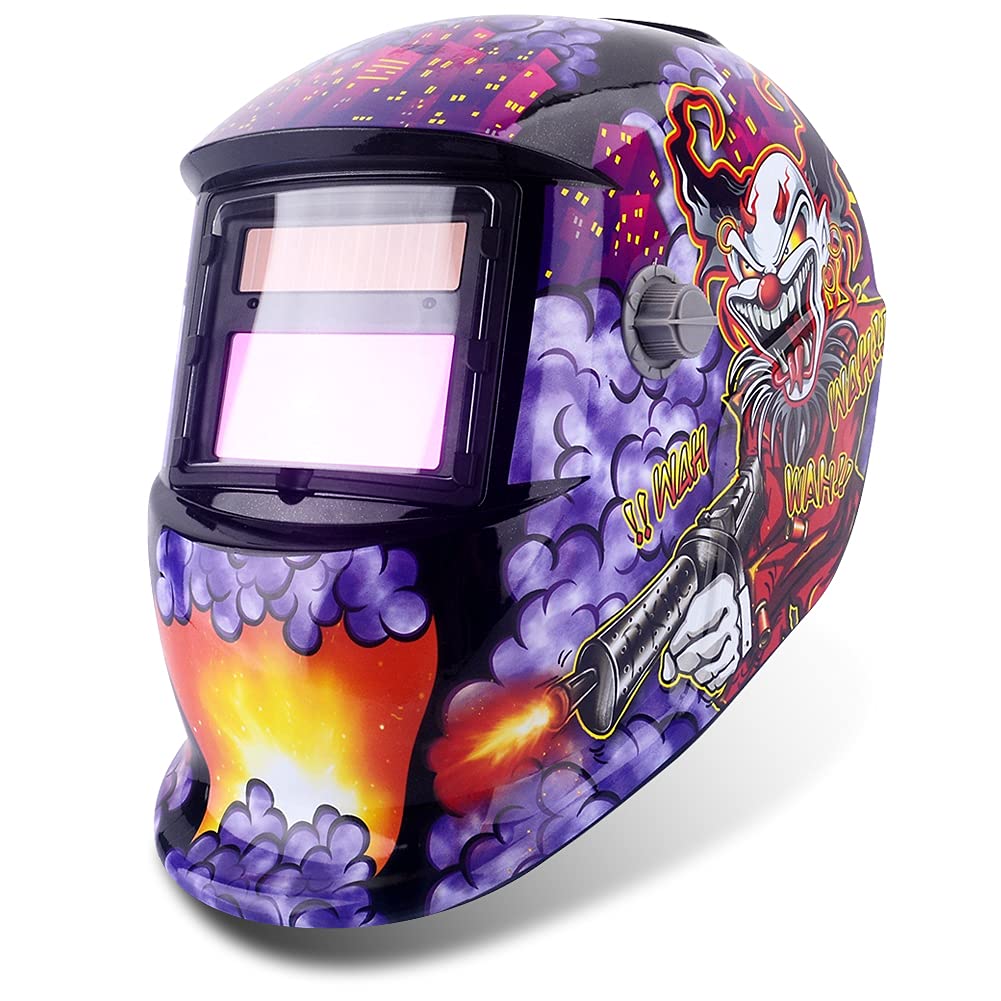 Welding Helmet Auto Darkening Protective Welder Helmet, Electric Welding Grinding Helmet with Head Band Full Protection for Face Head Neck, Adjustable Arc TIG MIG Welding Helmet Large Lens Joker