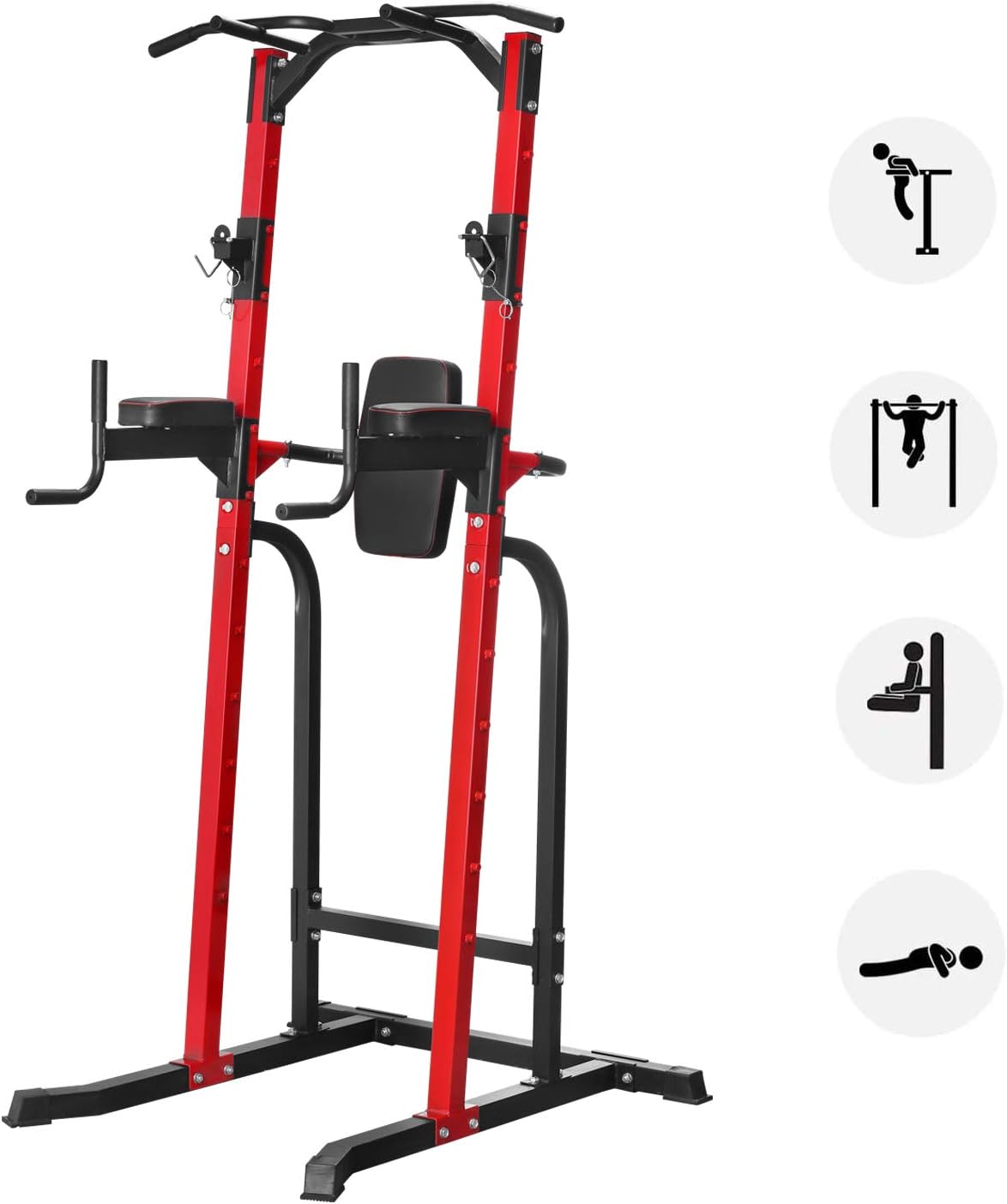Power Tower,Adjustable Height Dip Stands Multi-Function Pull Up Bar Standing Tower Gym Equipment Sports