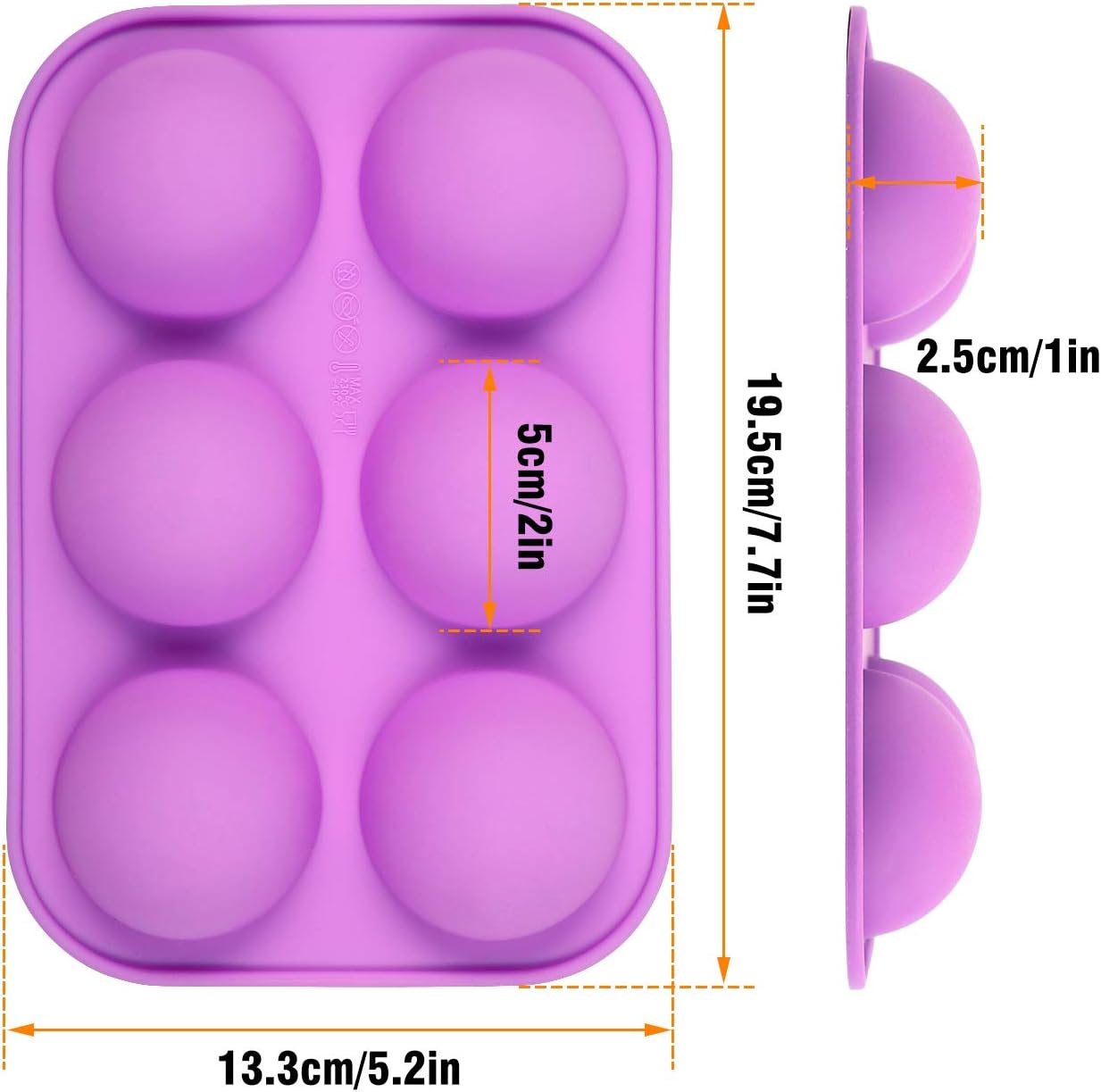 2 Packs Medium Semi Sphere Silicone Mold, Baking Mold for Making Hot Chocolate Bomb, Cake, Muffin, Jelly, Candy, Pudding, Dome Mousse, Handmade DIY Mold, 6 Holes Half Ball Sphere Silicone Cake Mold: Kitchen & Dining
