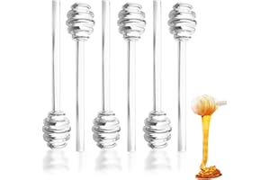 MIRRLINE 6 Pcs 6 Inch Glass Honey Dipper Sticks Clear Honey Spoon Dipper Honey Stirring Stick Wand for Honey Jar Dispense Pot Containers Home Kitchen