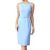 Allegra K Work Dresses for Women Sleeveless Square Neck Belted Business Sheath Dresses