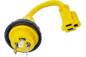 Trexflow TF Marine & RV Cord STW Heavy Duty 125V 30 Amp Male NEMA L5-30P to 5-15R Female 15 Amp Marine Shore Power Cord Pigta