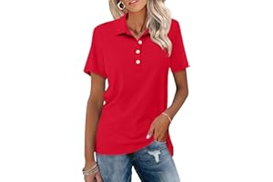 TICTICMISS Womens Polo Shirts Short Sleeve Button Lapel Collared Summer Tops Business Casual Basic Tees