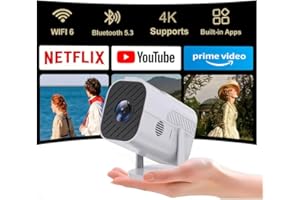 【Built-in Apps & Wifi】Wifi Bluetooth Projector Bedroom Projector Support 4K Portable Projector Auto Keystone with HDMI/TV Sti