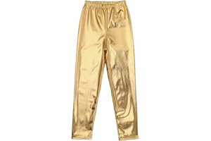 DRHOM Kids Girls Boys Shiny Metallic Dance Tights Pants Jazz Hip Hop Dancing Street Athletic Leggings Dancewear
